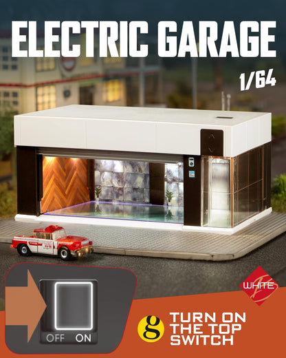 Joycrown 1/64 Scale Diecast Display Case for Hot Wheel Storage with LED Lights, Stackable Electric Garage with Voice Control, 3 Replaceable 3D Scenes Parking Lot Diorama for Model Cars